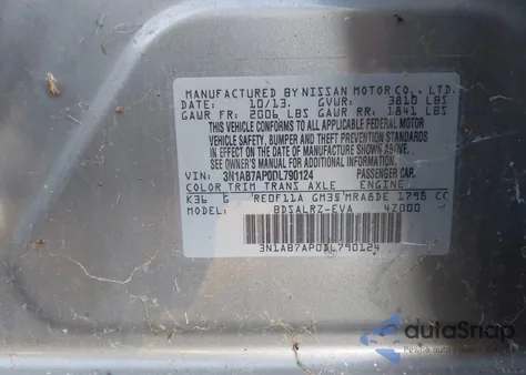 2013 Nissan Sentra Sr from USA, damaged, VIN 3N1AB7AP0DL790124